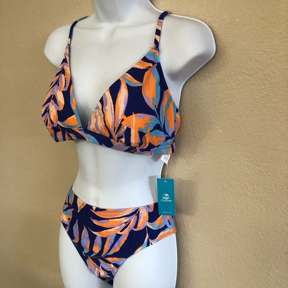 Cupshe Release Happiness Tropical Print Lace-Back Bikini Set Size XL - Picture 4 of 13